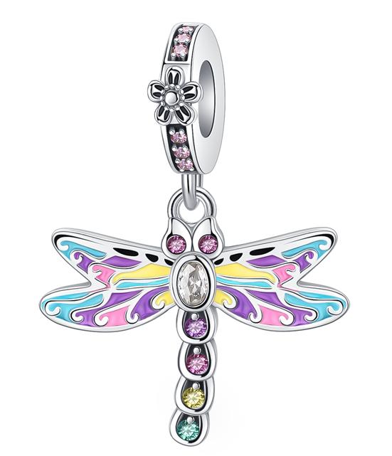 New copper Colorful Butterfly Dragonfly Flower Charm Compatible With Authentic Pendant Bracelets Necklaces Women Do It Yourself Fine Jewellery