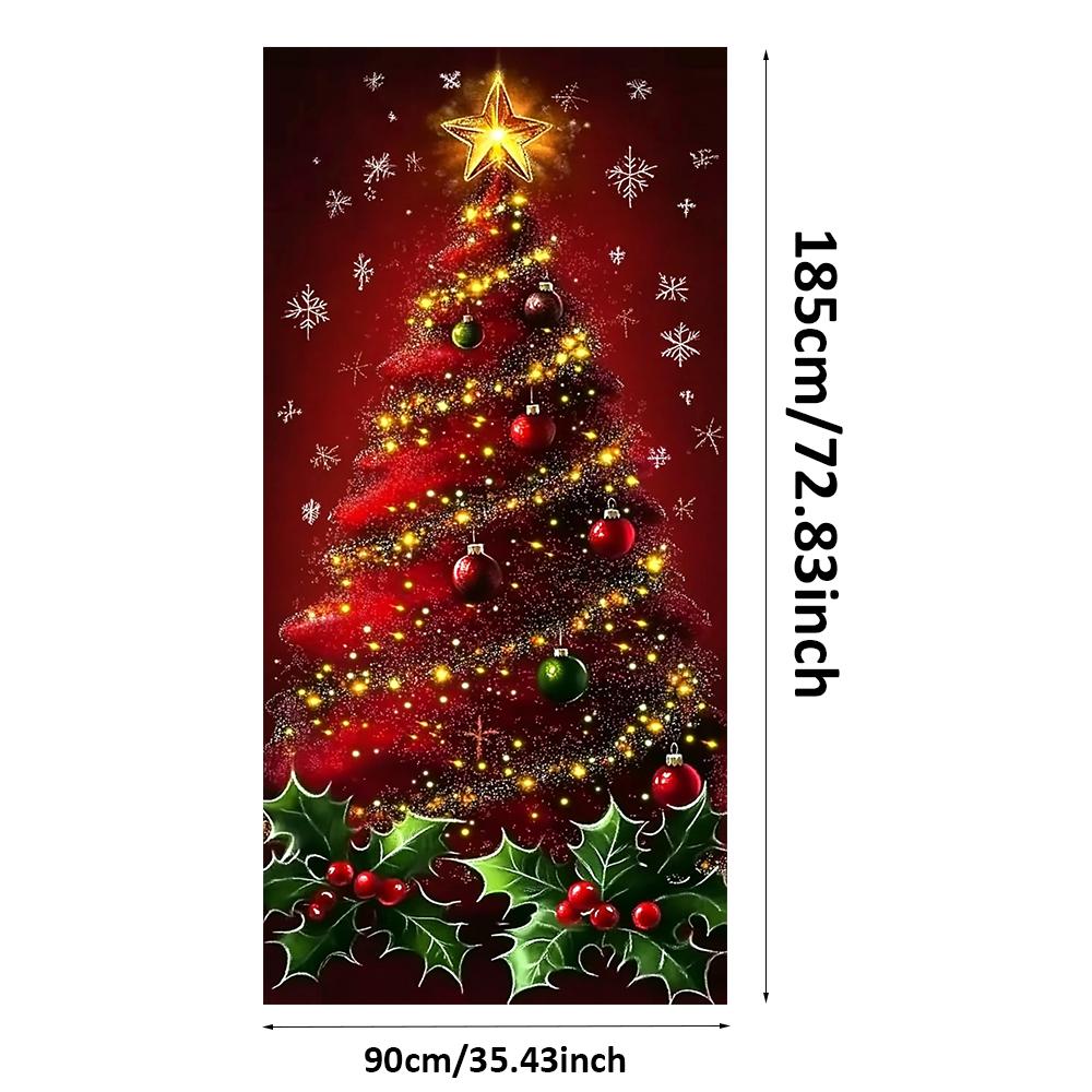 

Christmas Tree Pattern Red Linings For Christmas Doors Hanging Flag Outdoor Christmas Decorations For Home New Year Decor 2025