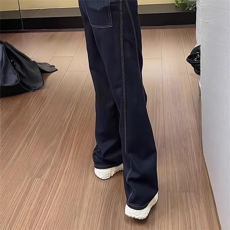 Retro European Style Women's Wide-Leg Jeans - Large Size, Pear-Shaped, Slimming, Versatile for Autumn & Winter