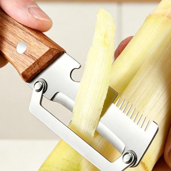 2Pcs Multifunctional Vegetable Ergonomic Peeler Peeler Stainless Wooden Handle Steel Blade Kitchen