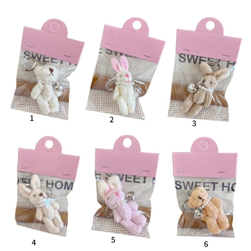 Cute Cartoon Rabbit/Bear Keychain Women's Bag Wallet Purse Pendant Charm Fun and Unique Accessory for Phone Bags Keys
