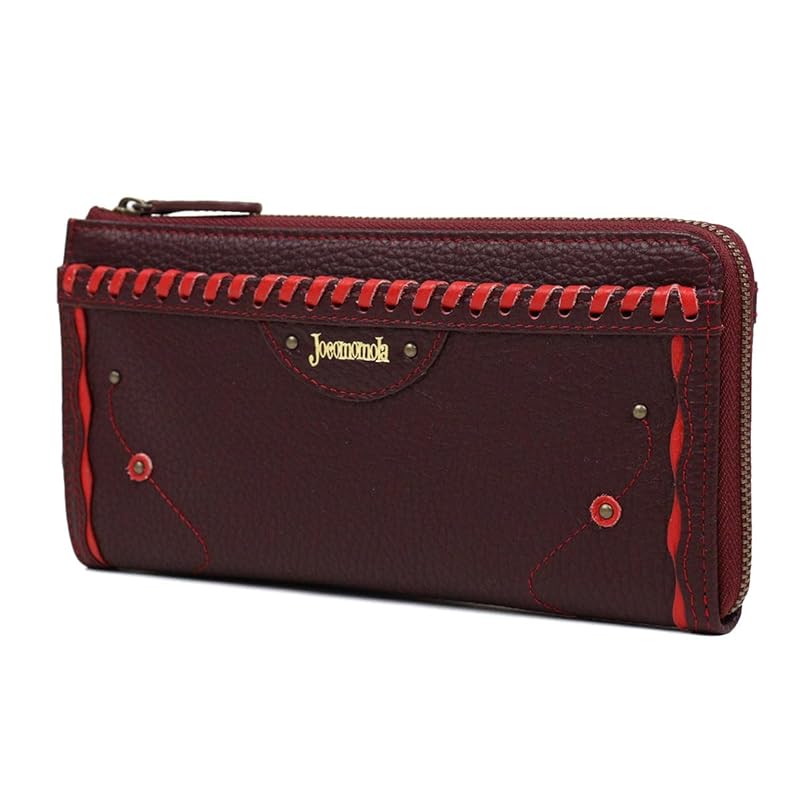 

[jocomomola] Hocomomora L-shaped zipper long wallet Leather stitching stitch flower 5380184 (Purple(62))