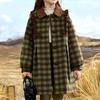 Girls' Fashionable Checked Woolen Coat, Loose and Thick Warm Woolen Overcoat for Children Autumn and Winter