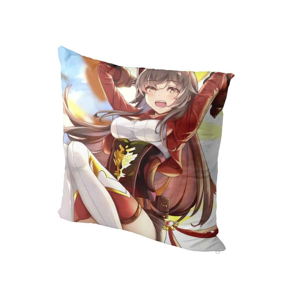 Anime Cartoon Genshin Series Printed Pillowcase Cute Kawaii Pink Bedside Bedroom Sofa Cushion Cover Body Pillow Case x