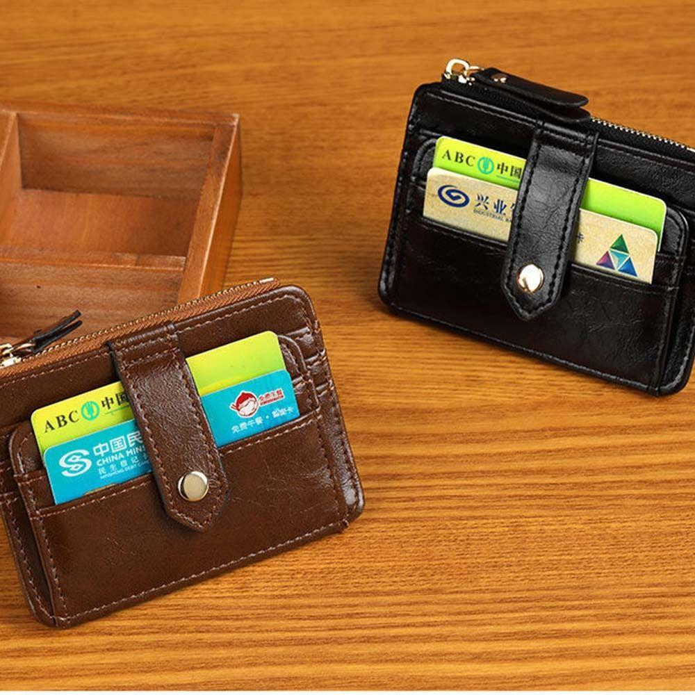 Porte-cartes rétro couleur unie style coréen porte-monnaie zippé design tendance mini portefeuille hommes