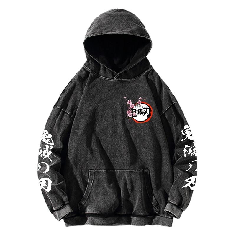 Demon Slayer Hoodie Tanjirou Nezuko Zenitsu Inosuke Sweatshirt Women Men Clothing Long Sleeve Streetwear Washed Cotton Hoody