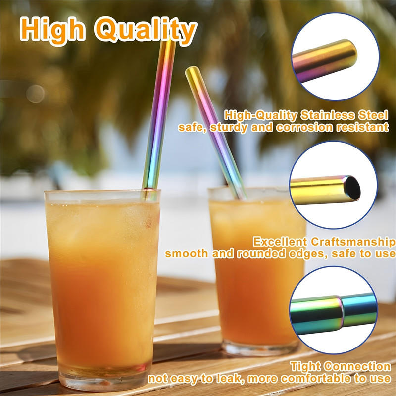 Reusable Telescopic Straw 304 Stainless Steel Metal Straw With Cleaning Brush Portable Drinking Straw Set For Travel With Case