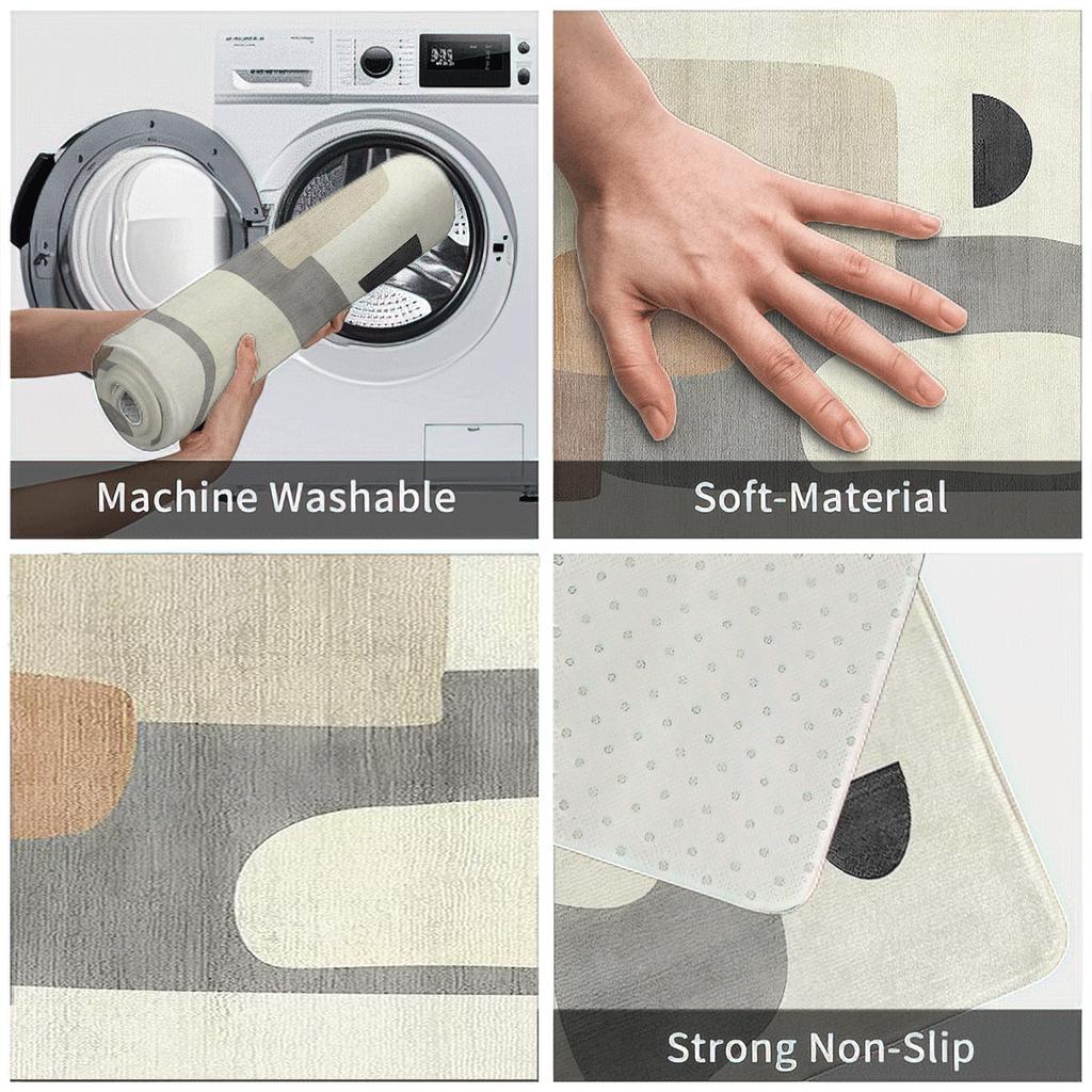 Nordic Morandi Thickened Flannel Kitchen Carpet 50x80cm+50x160cm Rugs for Kitchen Laundry Room Bedroom Bedside and Doorway for Home Decoration