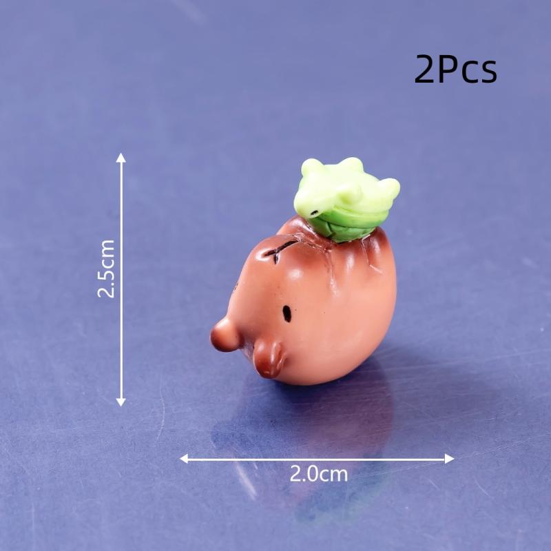 2 ks Mini Pryskyřičné Kapybara Miniatury Figurky Roztomilá Vílí Zahrada Zvířecí Ozdoba Mini Soška Dekorativní Malá Krajinářská