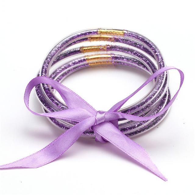 Multilayer Silicone Gold Powder Bracelet Ribbon Set Ladies Bow Christmas Bracelet Bracelet