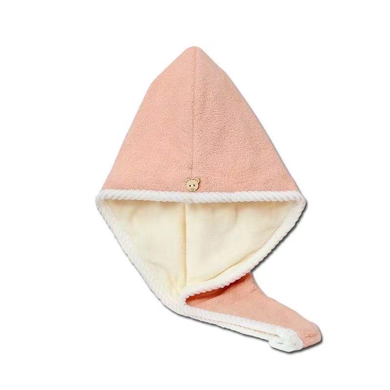 Double-Layer Coral Fleece Quick-Dry Hair Towel Cap for Women