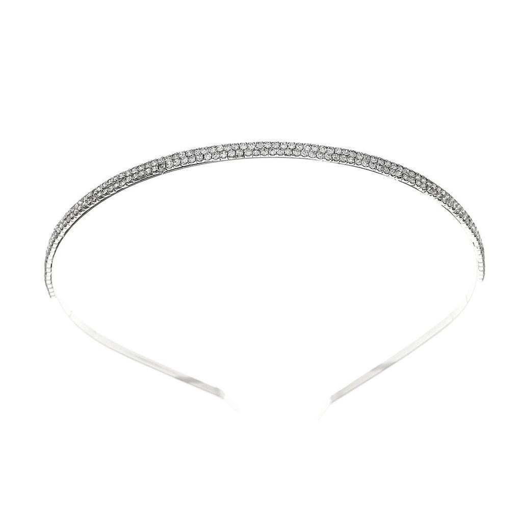 Women's Double Row Rhinestone Metal Headband for Everyday and Party Wear
