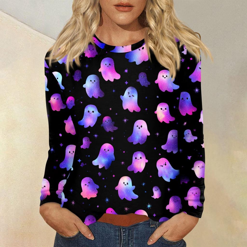 Women's Daily Casual Long-sleeved Printed O-neck Top