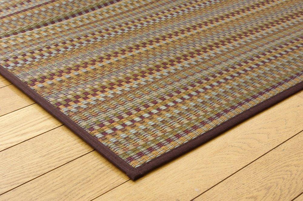 IKEHIKO "F Varias" Japanese-Made Igusa Rug, Brown, Approx. 191 x 191 cm (Urethane Backing)
