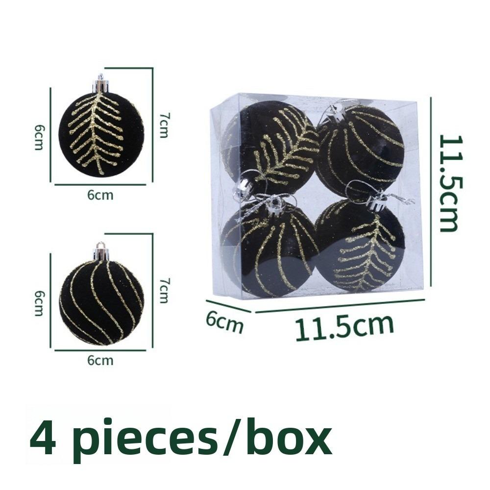 4PCS New Flocked Christmas Ball Pendant 6cm DIY Xmas Tree Charm Xmas Tree Ornament Party Decoration