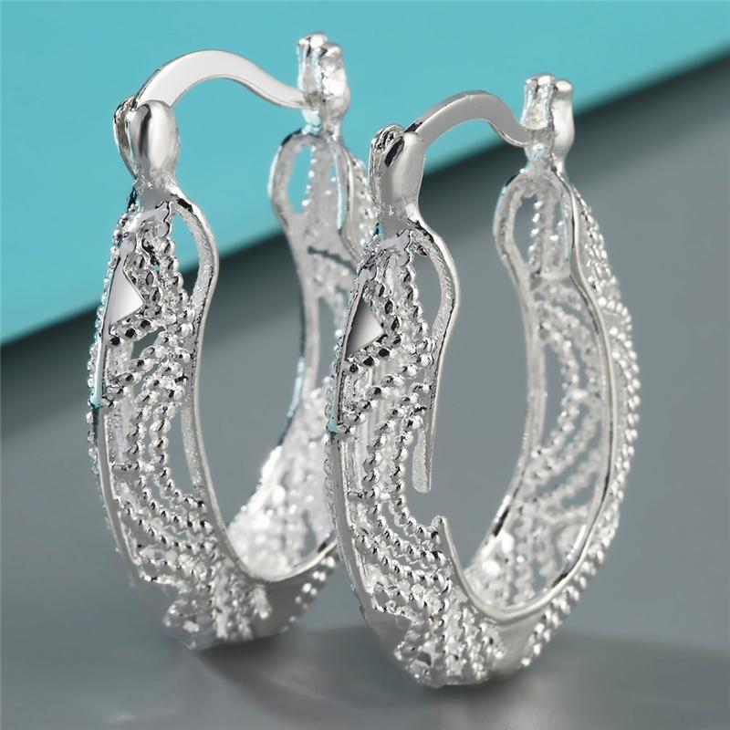 Trendy Color Hollow Circle Hoop Earrings For Women Fashion Korean Style U Shape Earrings Wedding Engagement Party Jewelry