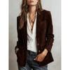 Womens Vintage Chic Suede-Like Blazer Jacket Single Breasted Loose Fit Street Style 2025