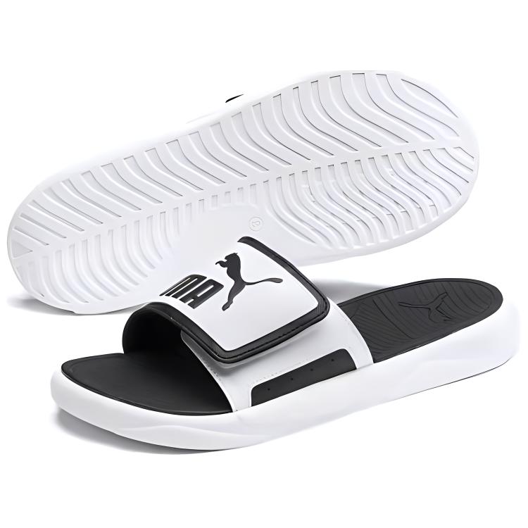 Puma Royalcat Comfort Slides Bílé Unisexové Tenisky Černé 372280-02