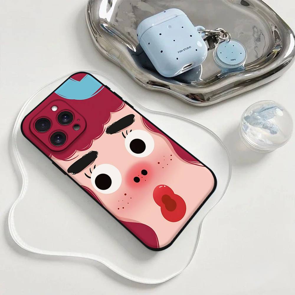 Cartoon Chubby Girl Phone Case Phone Case For Iphone 17 16 15 11 13 14 Pro Max X Xr Xs Max 12mini Black Shell Cover Case