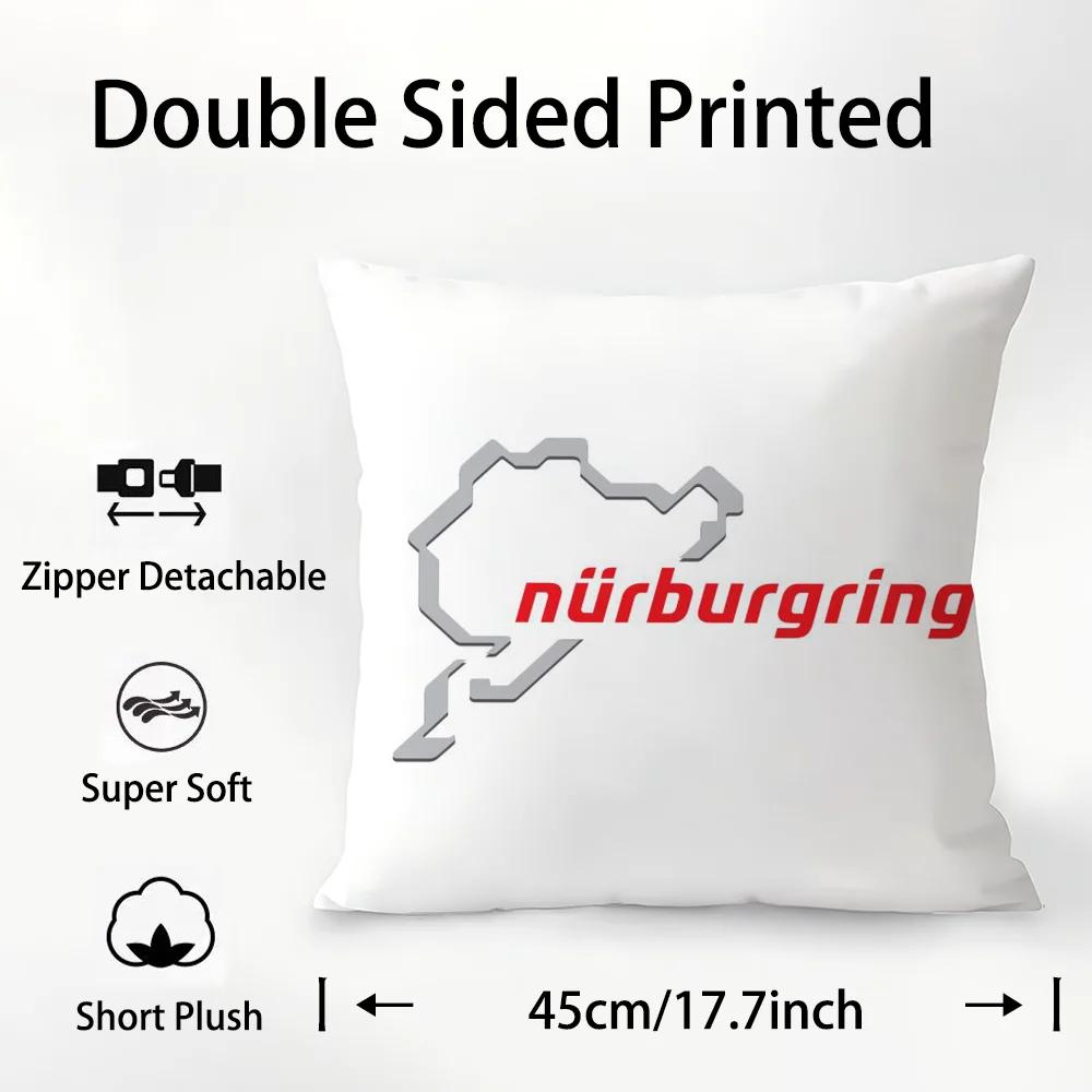 Nurburgring Sport Car Pillow Case Plush Fabric Soft Double Sided Print Sofa Cushion Cover Throw Pillow Covers