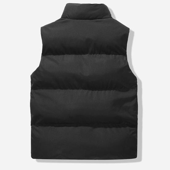 Men Windproof Vest Stand Collar Sleeveless Button Zipper Closure Waistcoat with Pockets Solid