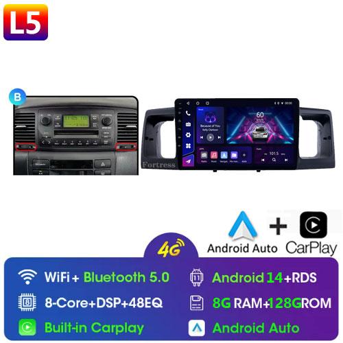 2Din Android14 For Toyota Corolla E120 E130 2000-2004 Car Radio Multimedia Video Player GPS Navigation Carplay Stereo Autoradio