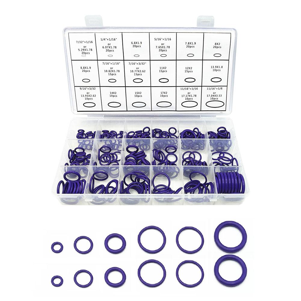 270pcs 18 Sizes HNBR O Rings Rubber Air Conditioning Seal Ring High Temperature Resistance Car Repair Tools Replacement Parts