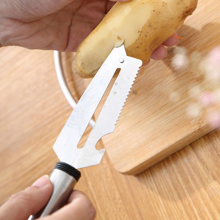 Kitchen Stainless Steel Paring Knife Multi-functional Fruit Knife Peeler Apple Grater Melon Knife