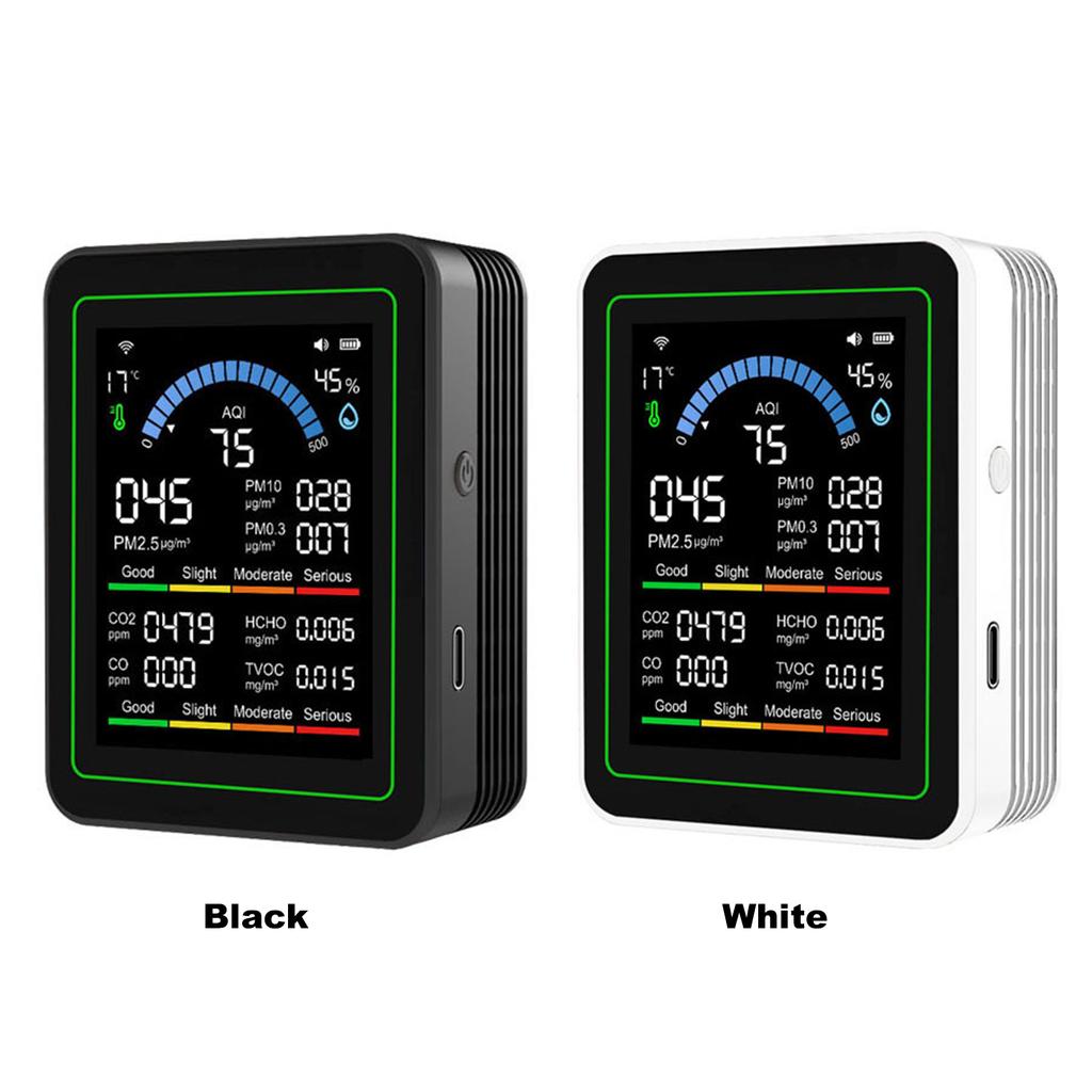 10 In 1 Air Quality Monitor Gas Detector Portable Smartair Quality Tester for CO2 CO TVOC HCHO Temp AQI PM2.5 10 Detect