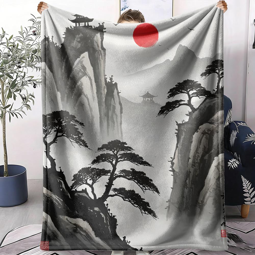 Japanische Bergdecke Weiche Flanell AC-Decke Leichte Sommer-Nickerchen-Decke Gemütliche Decke für Sofa Bett Reise Zuhause