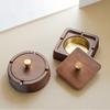 New Chinese-style Solid Wood Ashtray Stainless Steel Inner Liner with Wood Lid High-End Decoration for Home Office Living Room