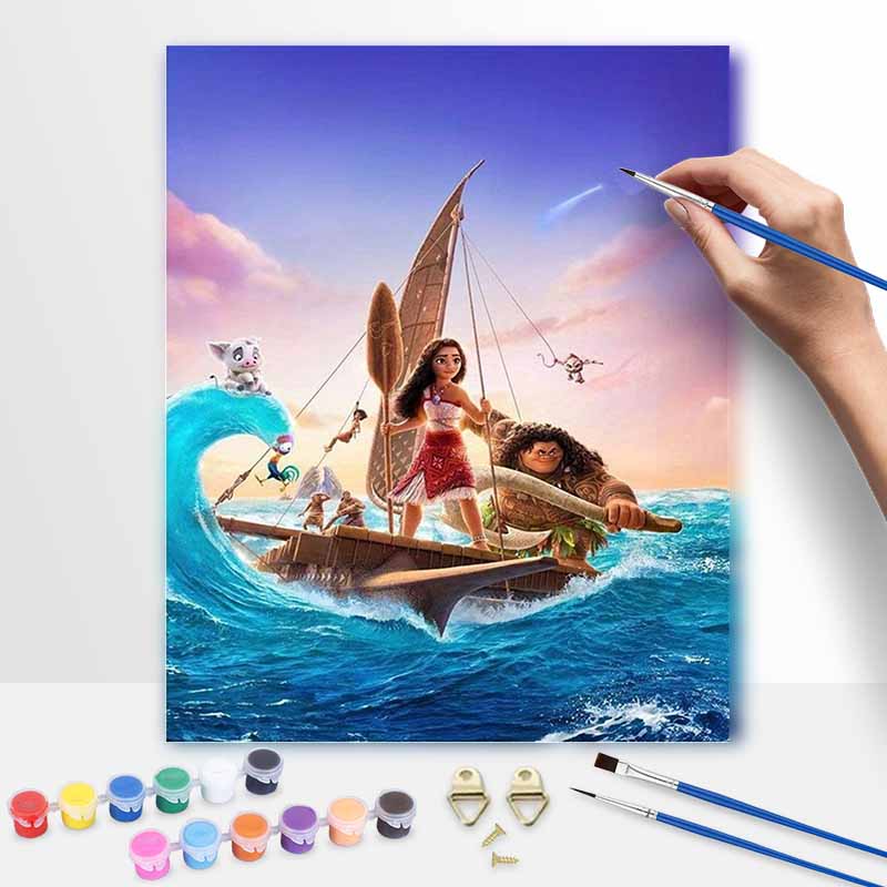 Disney Moana Ocean Adventure oil painting digital painting art kit handmade diy painting home decoration gift 20x30cm