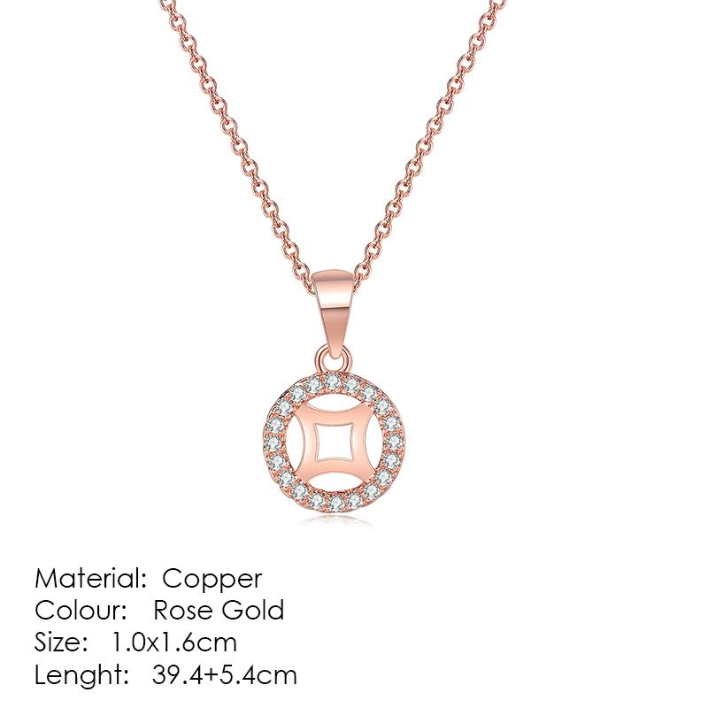Fashion Crown Pendant Necklace for Women Retro Vintage Classic Rose Gold Cubic Zirconia Chain On Neck Trendy Jewelry N390