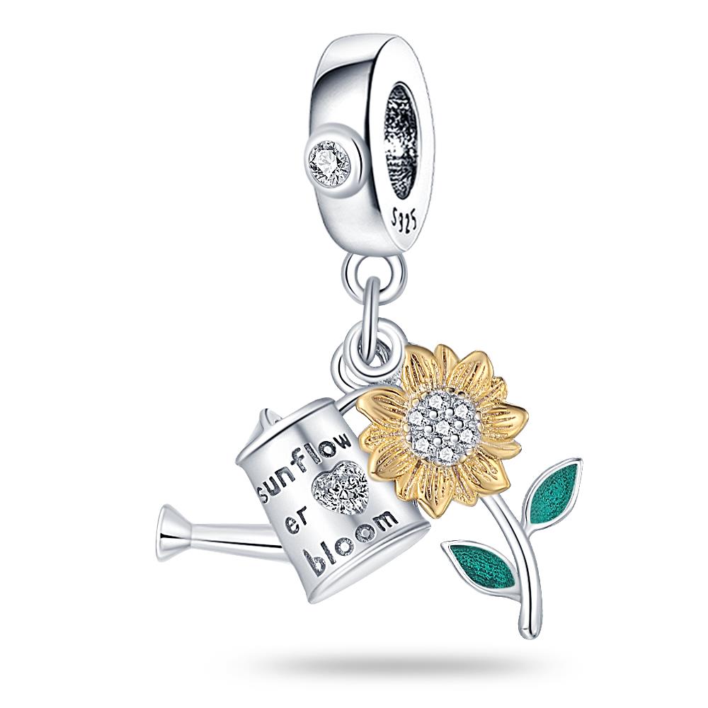 New Stylecopper Sunflower And Rose Charm Beads Suitable For Original Pan Women'S Bracelet Di Souvenir Customization