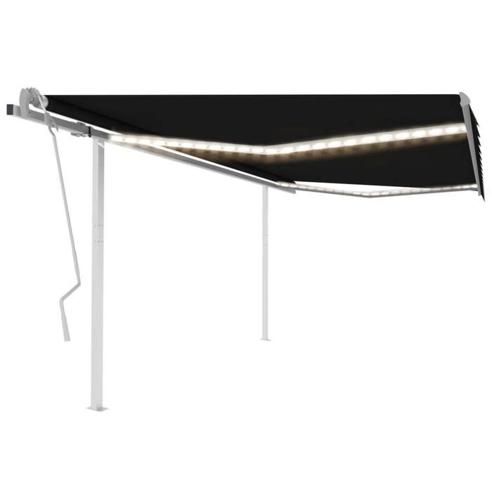 VidaXL Manual Retractable Awning with LED 4.5x3 M Anthracite 3069964