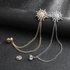 1Pc  High-end Rhinestone Star Brooch Crystal Tassel Chain Corsage Suit Coat Badge Lapel Pin for Men Women Clothing Accessories