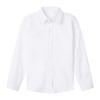 LSMUDKINGDOM Kids' Boys' Long Sleeve Oxford Button-Down Shirt, White, Size 140, Solid Color