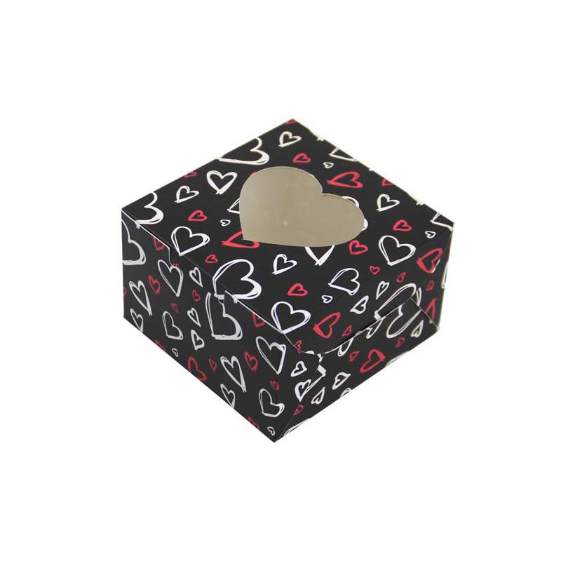 WTEMPO Foldable DIY Valentine's Day Heart-shaped Design Clear Window Gift Boxes Festive Party Mini Gifts Universal Packaging Paper Boxes