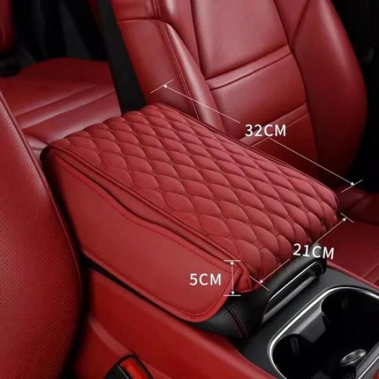 PU Leather Car Armrest Box Heightening Pad With Side Storage Bag Car Armrest Box