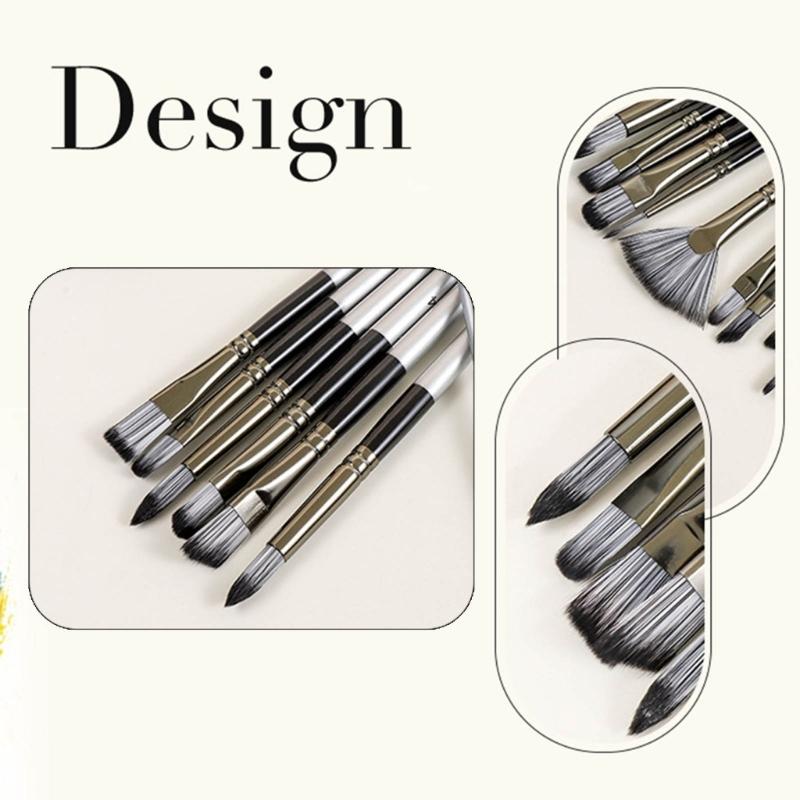 24Pcs Professional Paintbrush with Storage Case, Flat/Round/Fan/ Pointed Tip for Oil Acrylic Watercolor Rock Painting