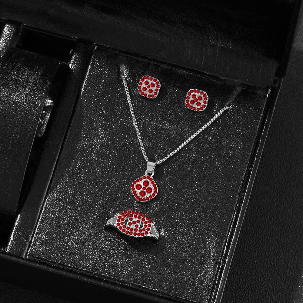 1PC Luxury Cube Zircon Set, Women's Elegant Necklace, Earrings & Ring Set, Perfect Gift for Valentine's Day, Christmas Gift, Bi