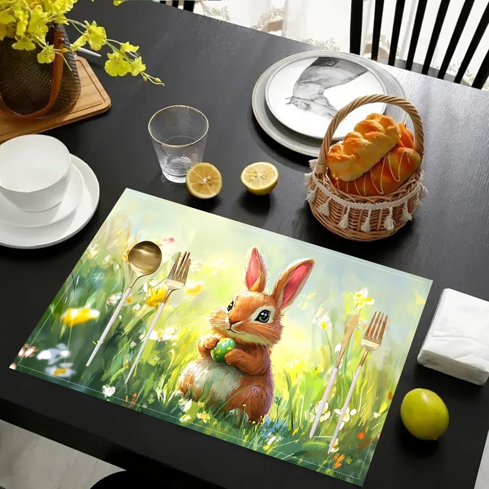 1PC Easter Bunny Placemats, Fashion Print for Dining, Kitchen, Party, Holiday & Home Decor