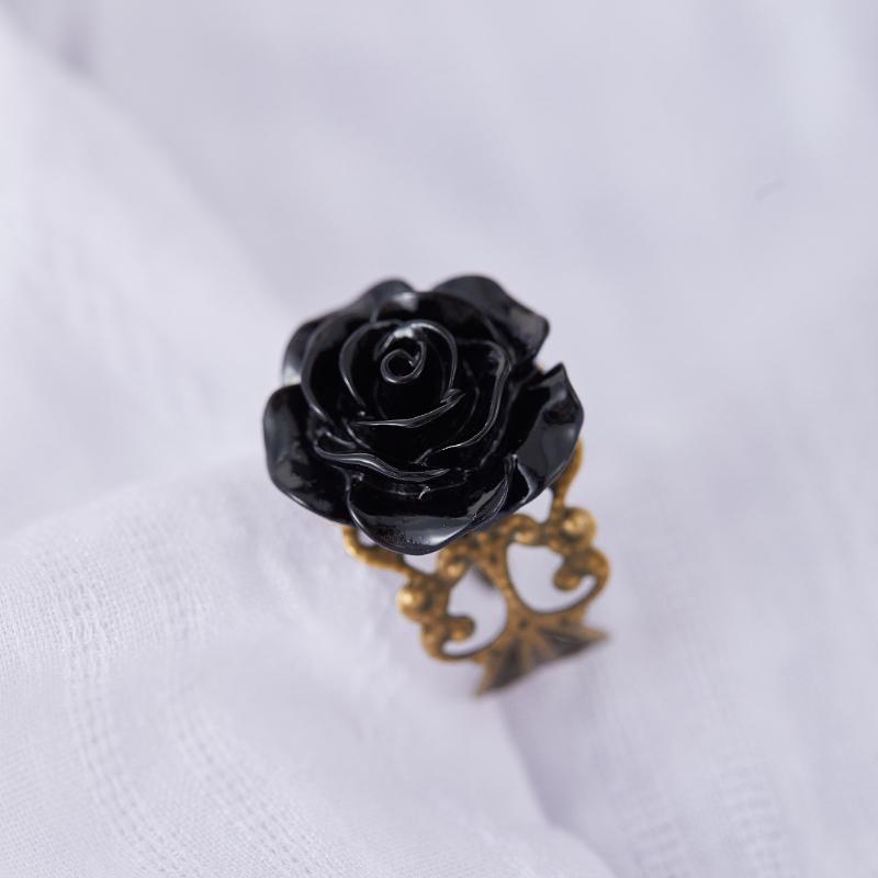 Personalisierter Vintage-Design Schwarze Farbe Blume Verstellbarer Ring für Damen Gothic Nische Feiertag Schmuck Accessoires Geschenk
