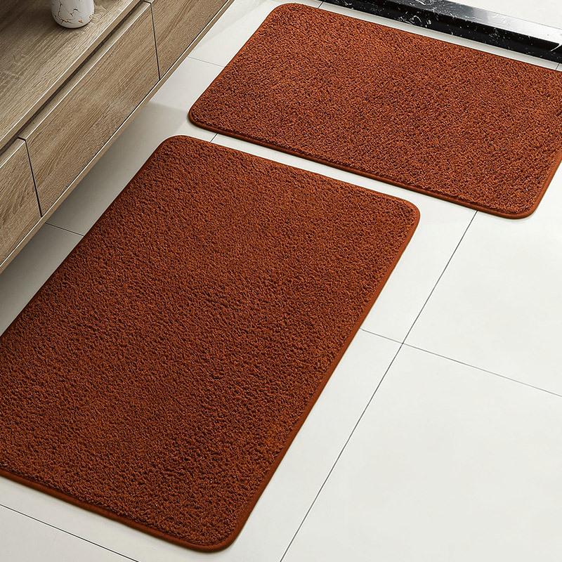 Hot-Selling Solid Color Imitation Cashmere Floor Mat Bathroom Door Mat Bathroom Absorbent Foot Mat Two-Piece Set