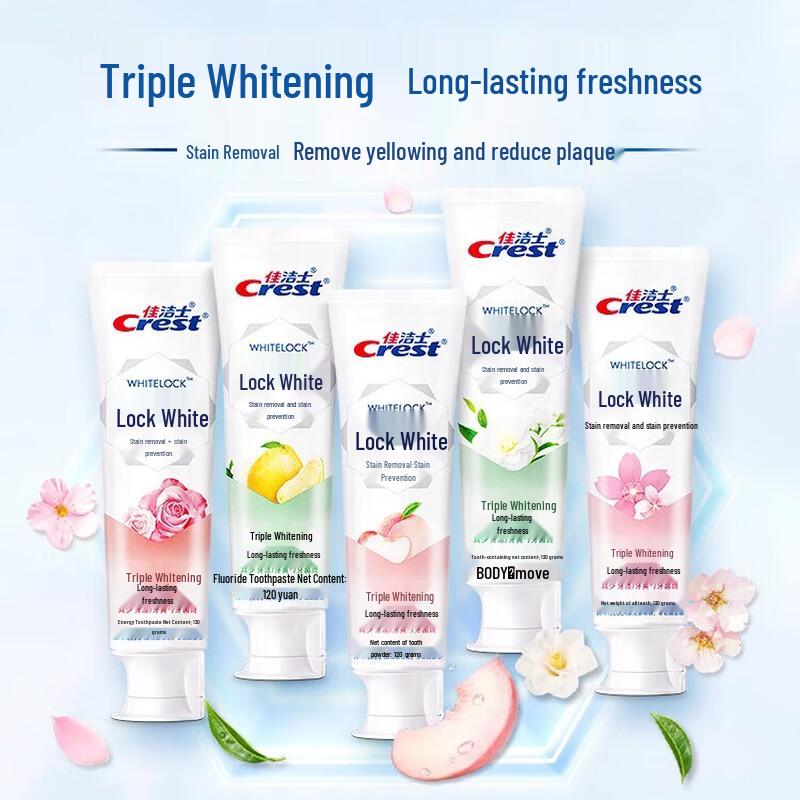 Crest Dual-Color Whitening Toothpaste (Snow Cherry + White Peach)