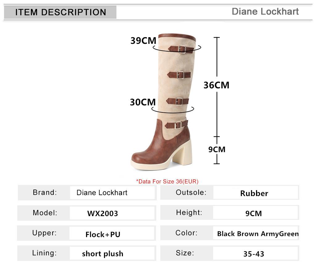 Fashion Women Boots Autumn Winter Long Tube Knight Booties Buckle Punk Gothic Classic Black ArmyGreen Platform High Heel Shoes Knee-High