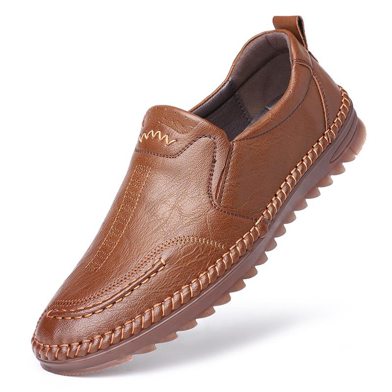 2025 Stylish European Men's Loafers: Trendy Light Luxury Genuine Leather Breathable Casual Shoes