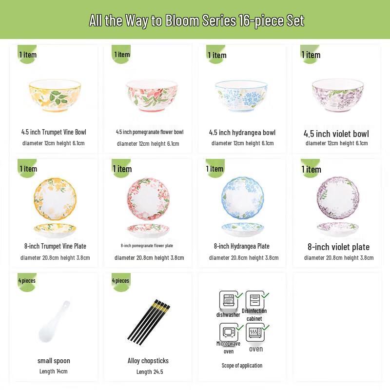 Pearson Ceramics Blooming Path 16-Piece Dinnerware Set