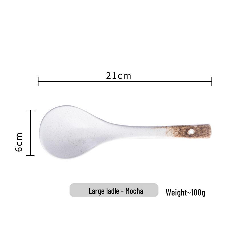 Japanese Ceramic Long-Handle Soup Spoon for Porridge & Hot Pot