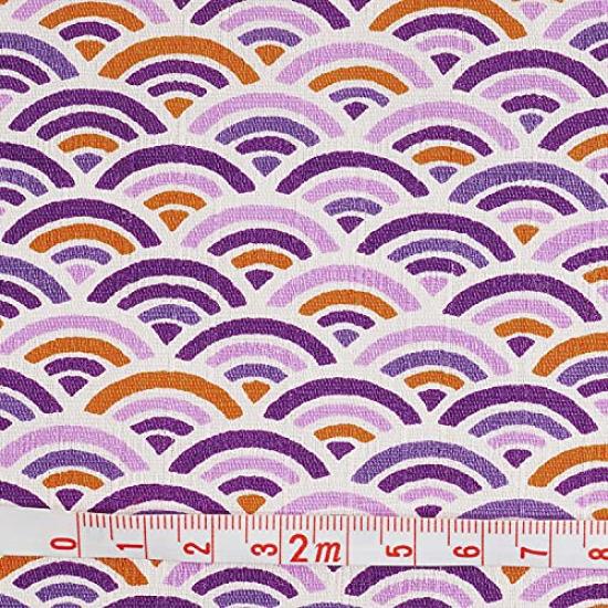 Raw wool 110cm x 50cm Japanese cut Japanese made in cut approximately 110cm x Kyoto purple fabric, pattern, Seigaiha, cloth, style, cotton, Japan,